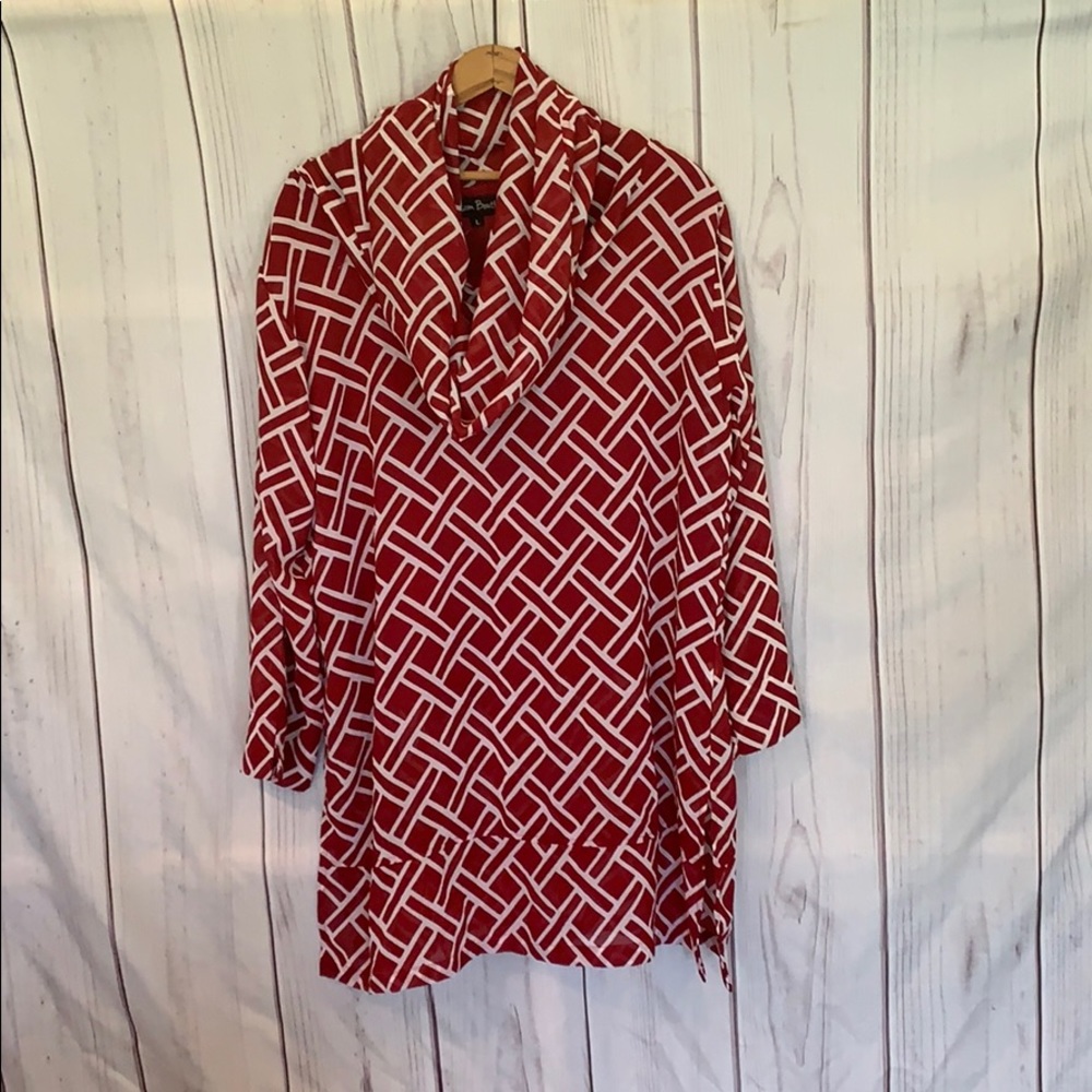 B. Boutique by Evergreen Geometric Cowl Neck Tunic